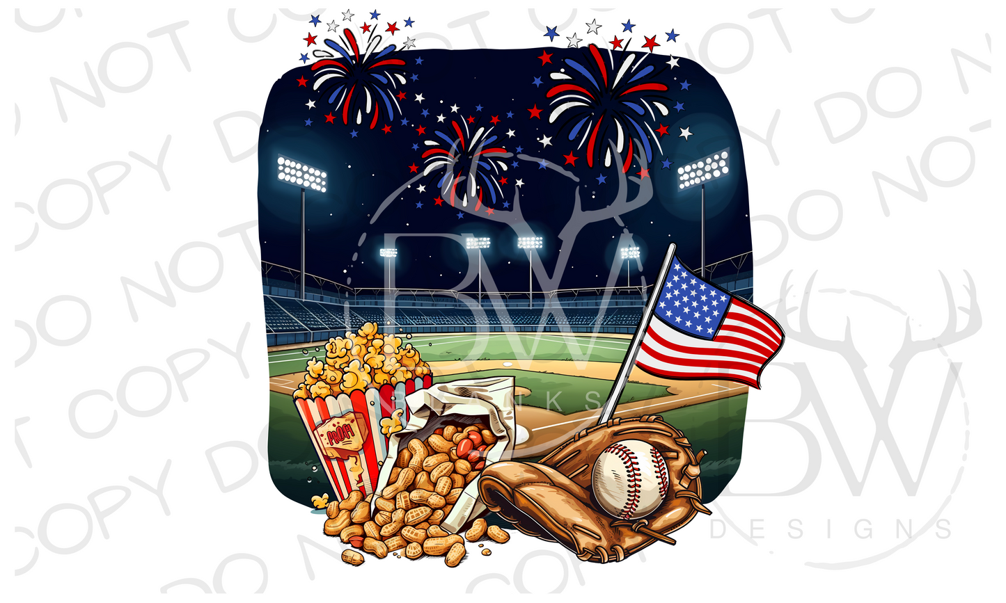 Baseball Fourth of July Digital Download PNG