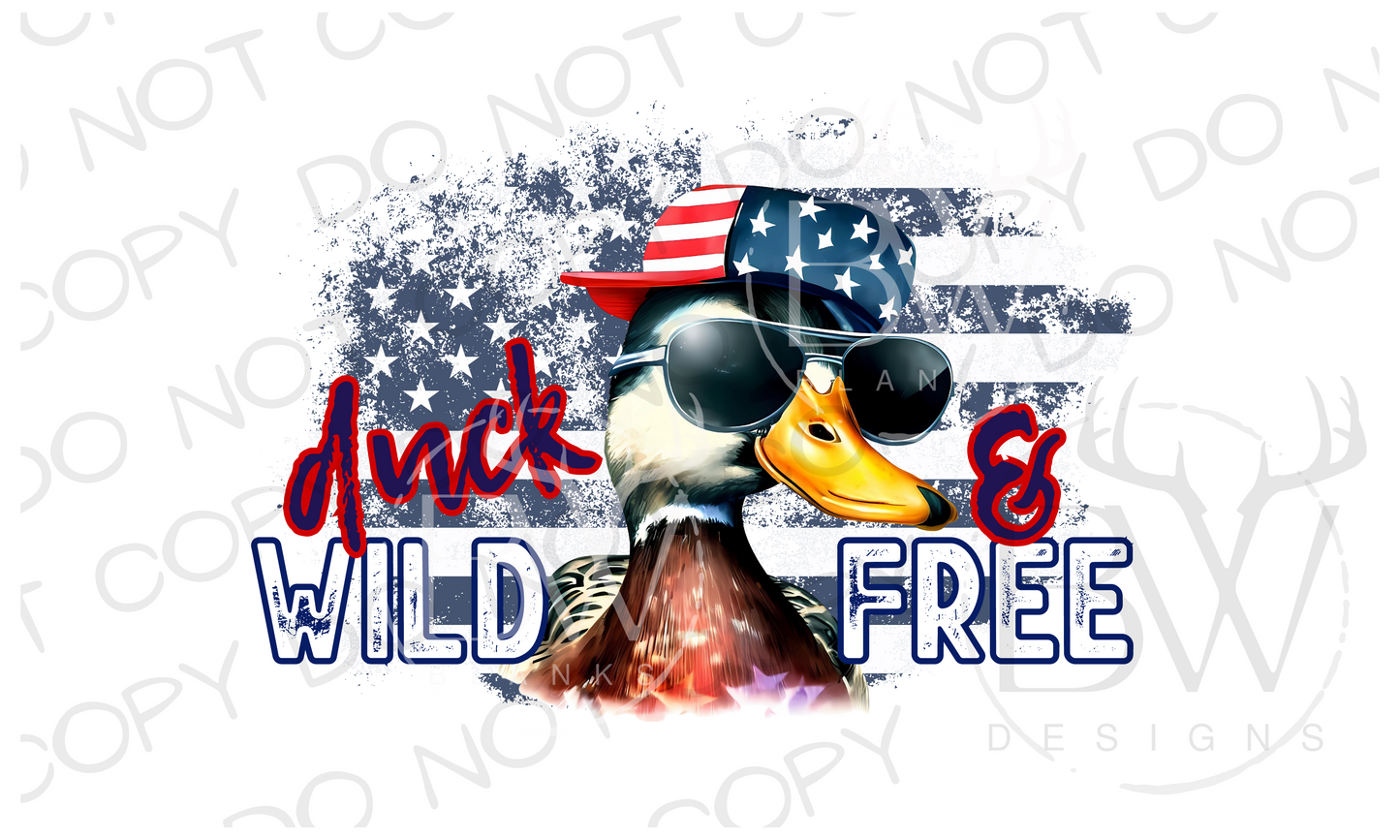 Duck Wild & Free Duck Hunting Fourth of July Digital Download PNG