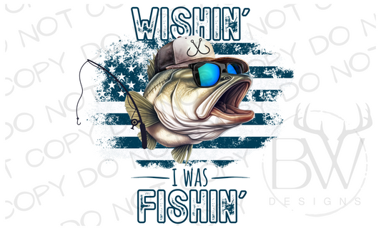 Wishin' I Was Fishin' Largemouth Bass Fishing Digital Download PNG