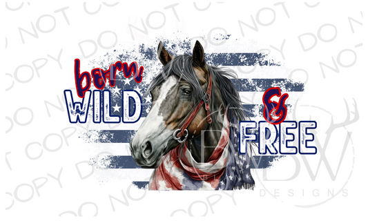 Born Wild & Free Horse Fourth of July Digital Download PNG