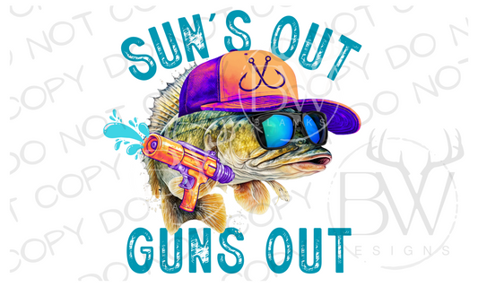 Sun's Out Guns Out Funny Fishing Digital Download PNG