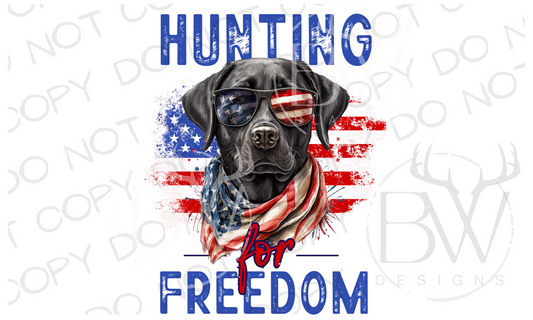 Hunting for Freedom Black Lab Hunting Dog Digital Download PNG