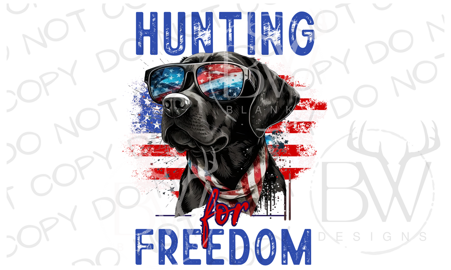 Hunting for Freedom Black Lab Hunting Dog Digital Download PNG