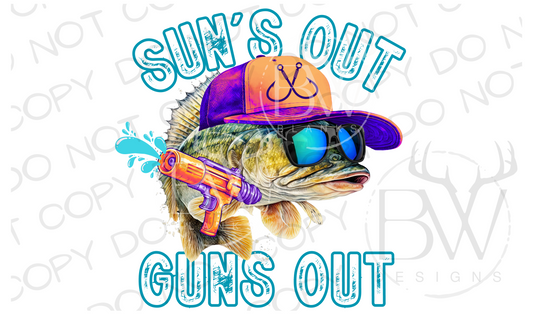 Sun's Out Guns Out Funny Fishing Digital Download PNG