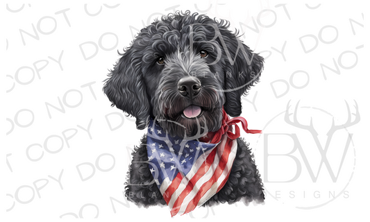 American Black Goldendoodle Dog Digital Download PNG