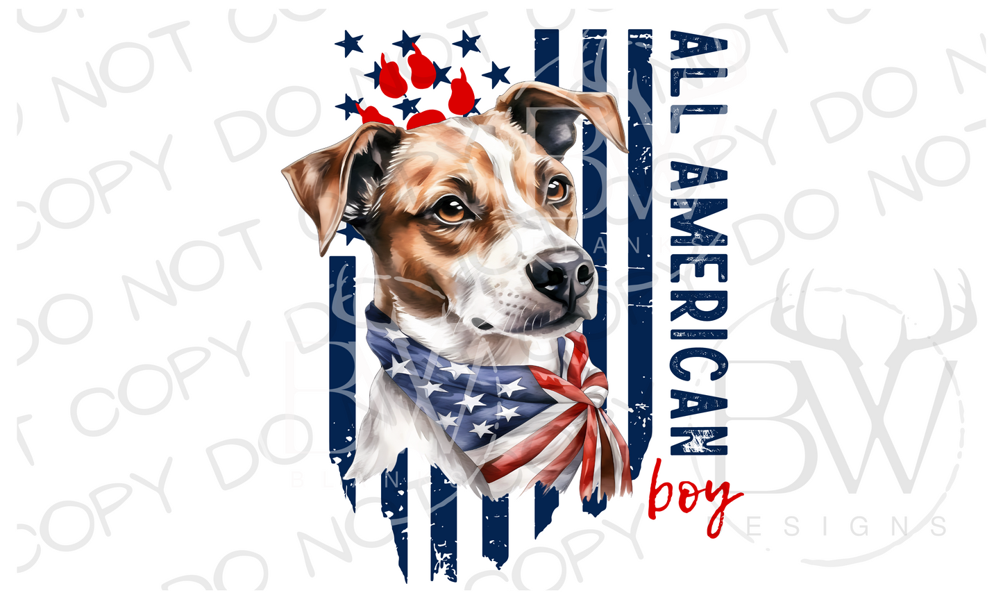 All American Boy Jack Russell Terrier Dog Digital Download PNG