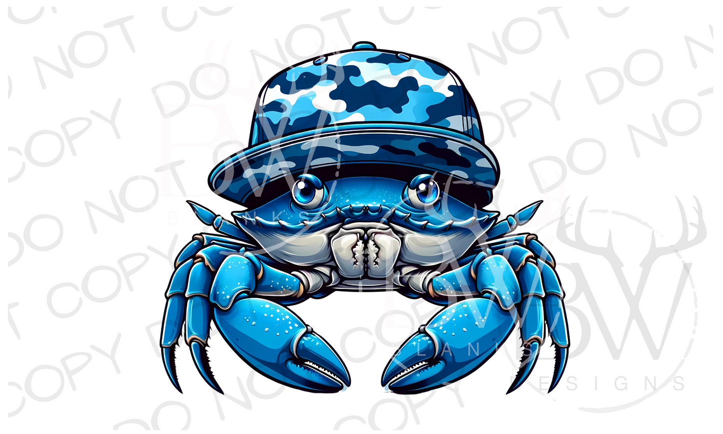 Camo Hat Blue Crab Fishing Digital Download PNG