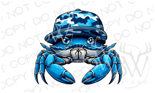 Camo Hat Blue Crab Fishing Digital Download PNG