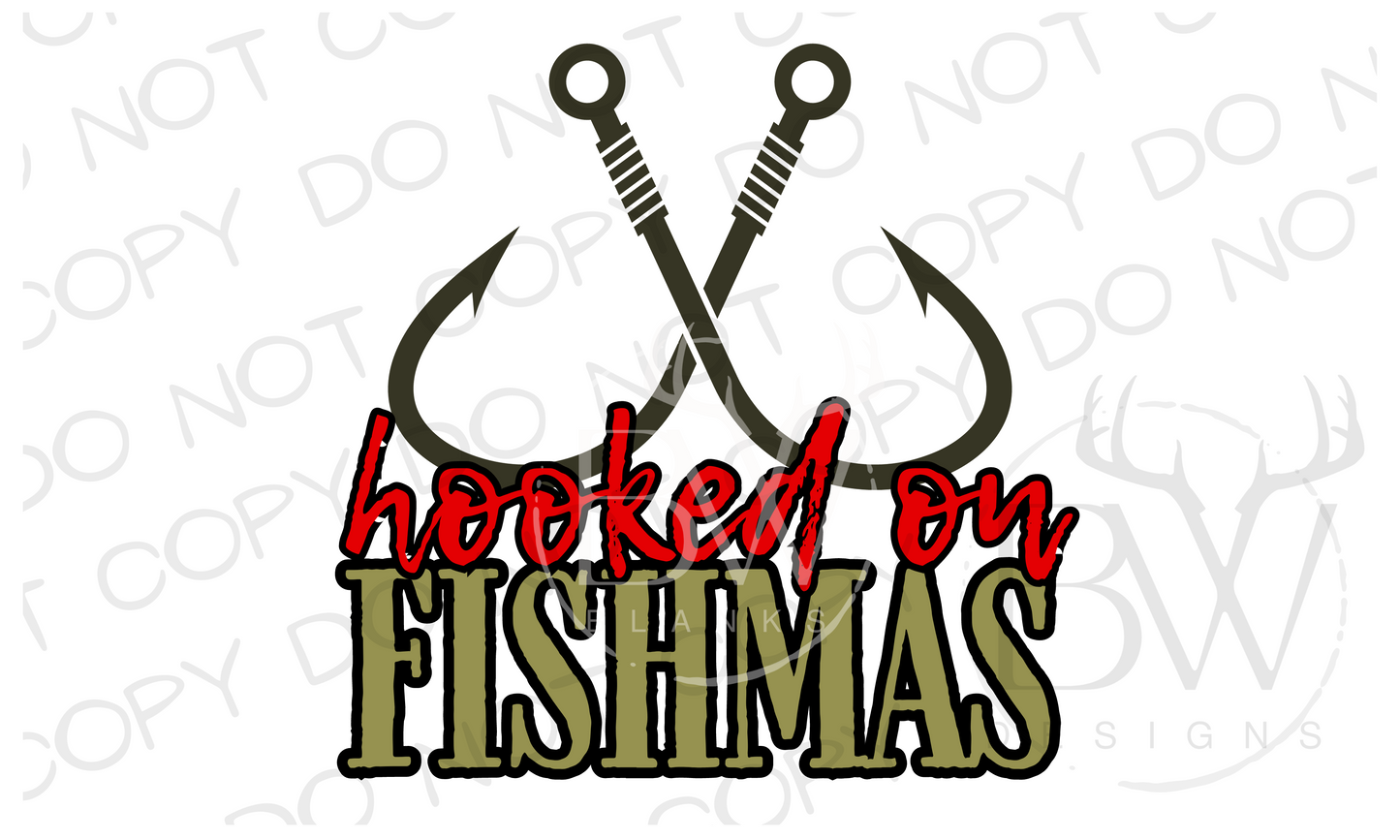 Hooked on Fishmas Christmas Fishing Digital Download PNG