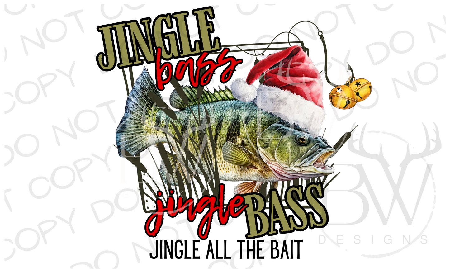 Jingle Bass Christmas Fishing Digital Download PNG