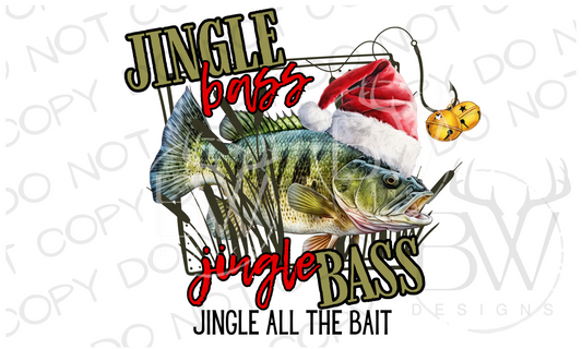 Jingle Bass Christmas Fishing Digital Download PNG