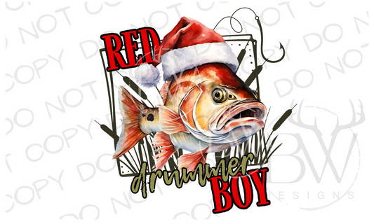 Red Drummer Boy Christmas Fishing Digital Download PNG