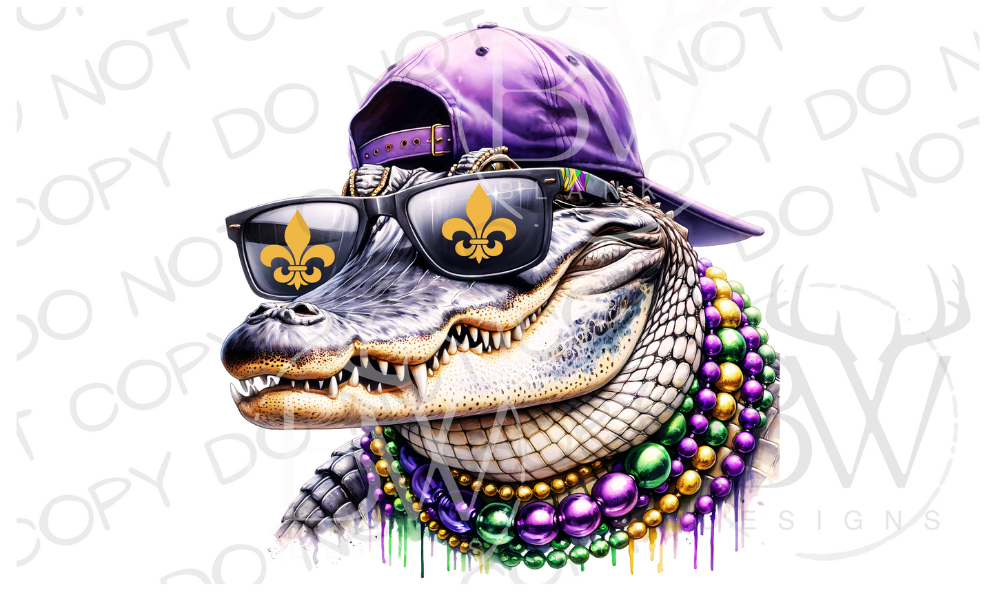 Mardi Gras Gator Digital Download PNG