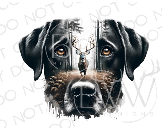 Black Labrador Deer Hunting Digital Download PNG