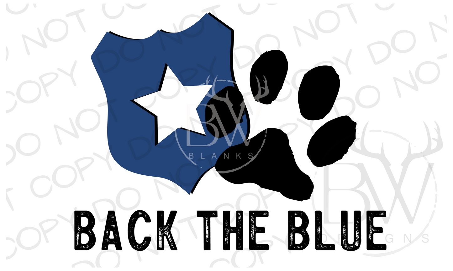 Back the Blue Policeman Digital Download PNG