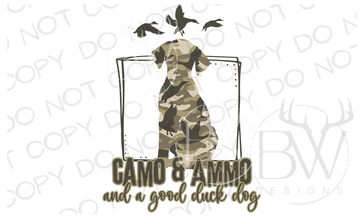 Camo and Ammo Puppy Duck Hunting Dog Digital Download PNG