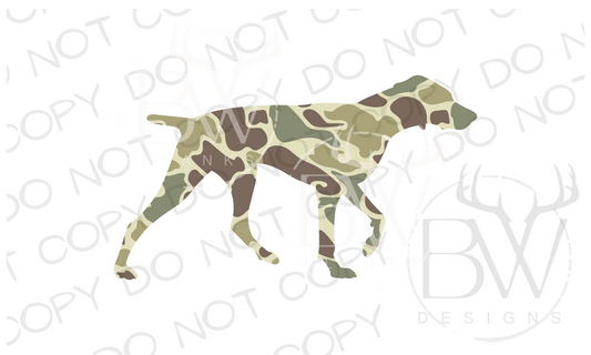 Old School Camo Pointer Duck Hunting Dog Digital Download PNG