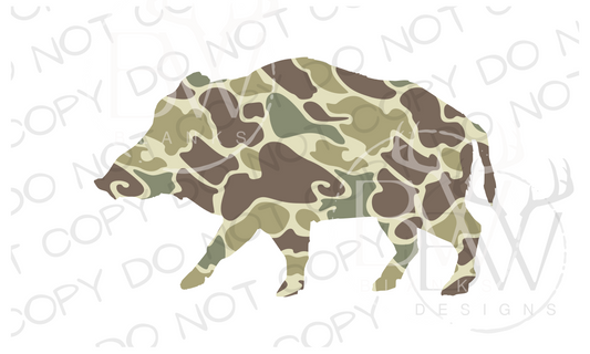 Old School Camo Wild Hog Hunting Digital Download PNG