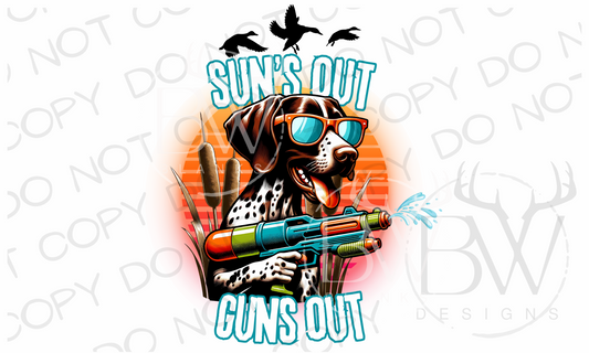 Sun's Out Guns Out Pointer Funny Duck Hunting Digital Download PNG