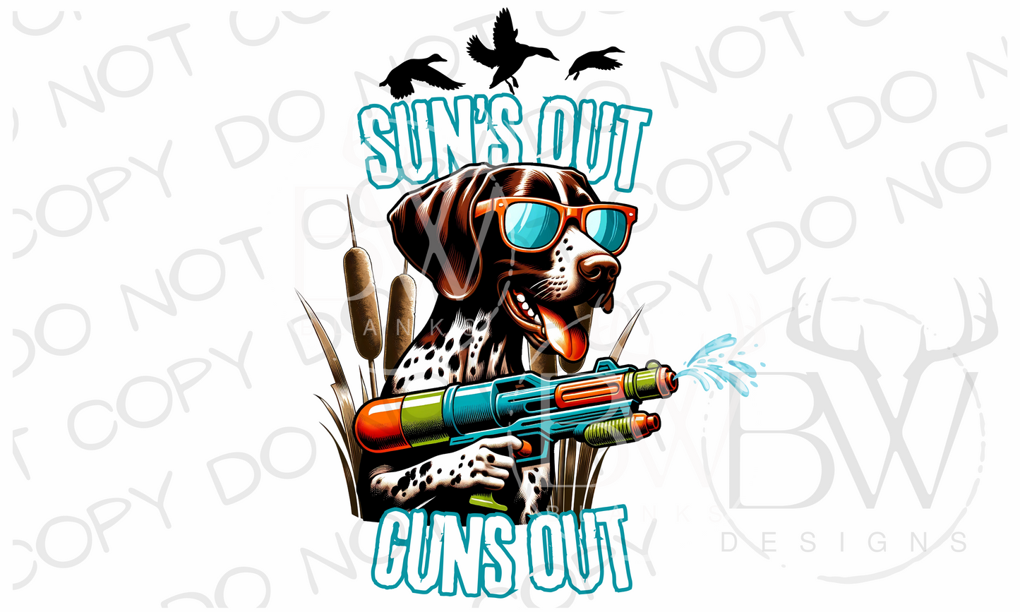 Sun's Out Guns Out Pointer Funny Duck Hunting Digital Download PNG