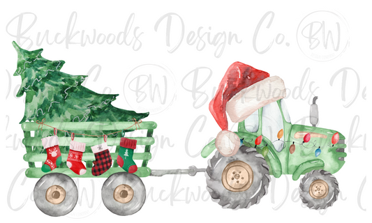 Christmas Tractor Digital Download PNG