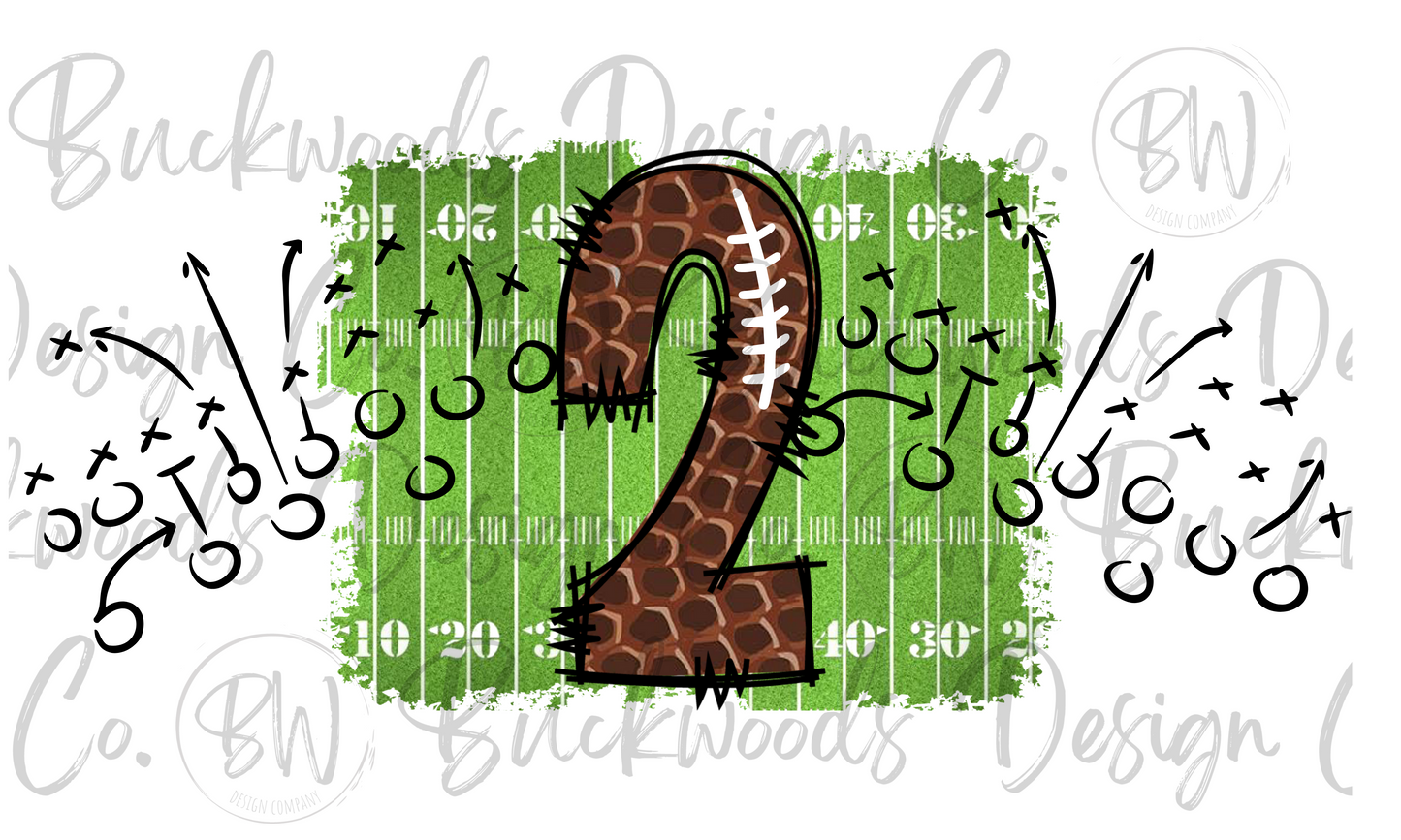 2 Doodle Football Jersey Numbers Football Digital Download PNG