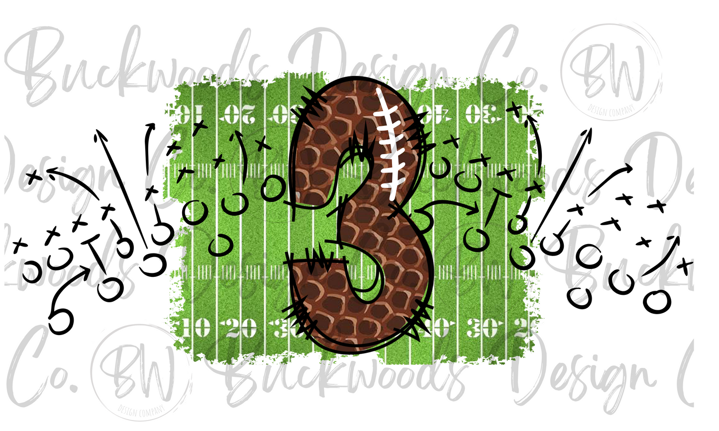 3 Doodle Football Jersey Numbers Football Digital Download PNG