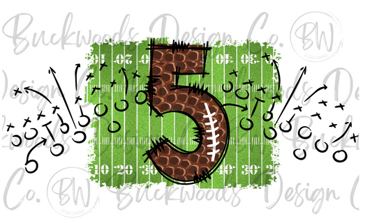 5 Doodle Football Jersey Numbers Football Digital Download PNG