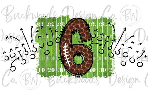 6 Doodle Football Jersey Numbers Football Digital Download PNG