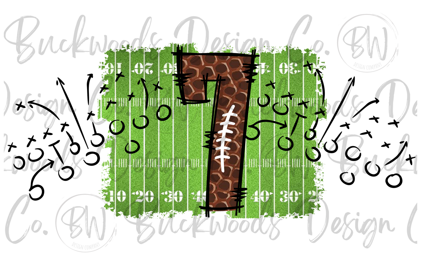 7 Doodle Football Jersey Numbers Football Digital Download PNG