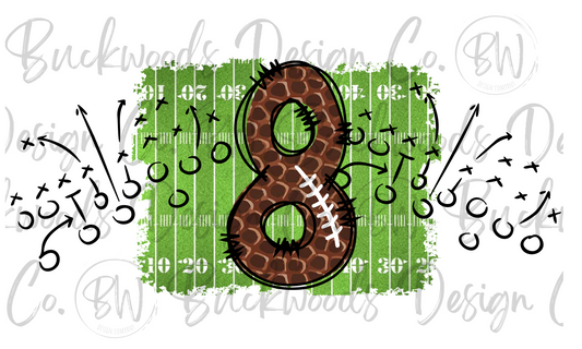 8 Doodle Football Jersey Numbers Football Digital Download PNG