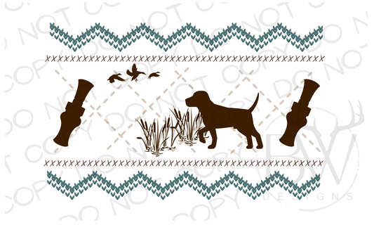 Faux Smocking Duck Hunting Trio Duck Hunting Digital Download PNG