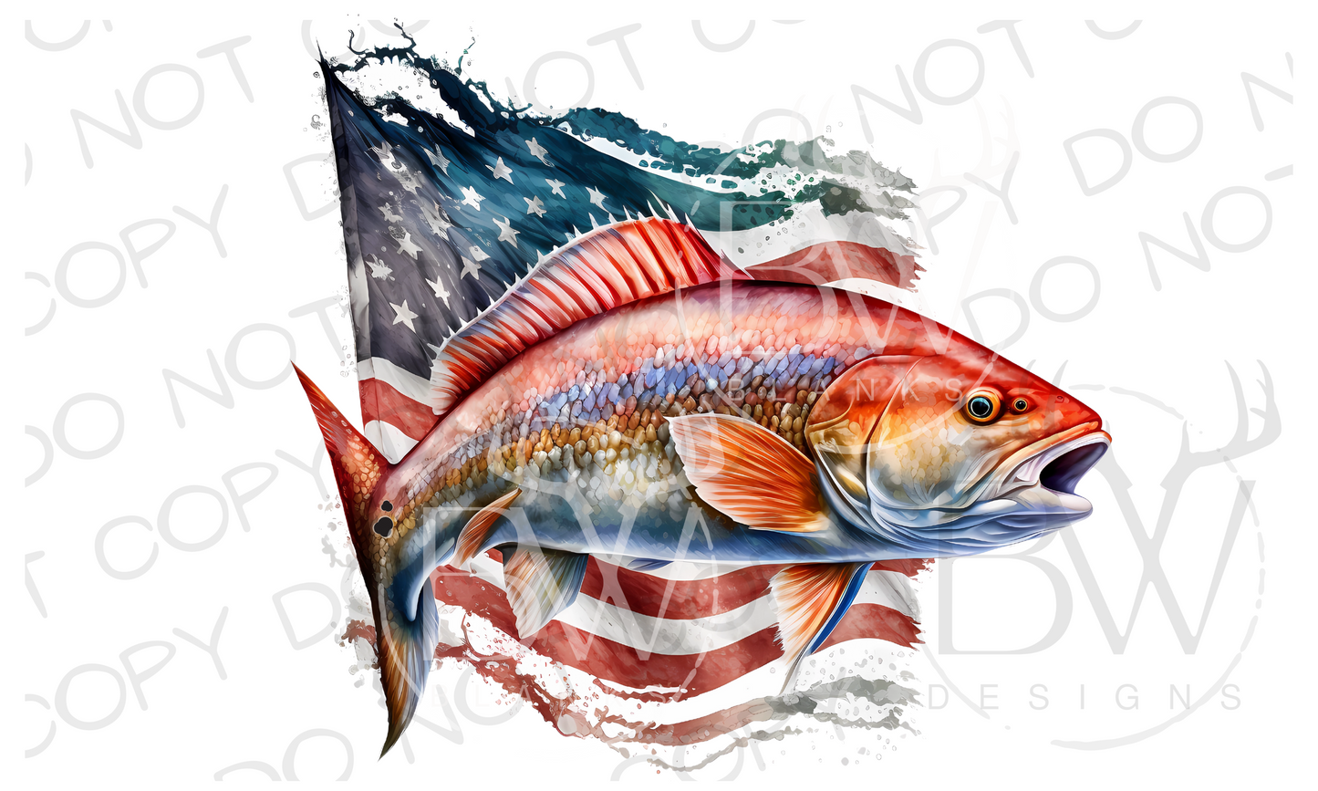 Redfish Saltwater Fishing Digital Download PNG