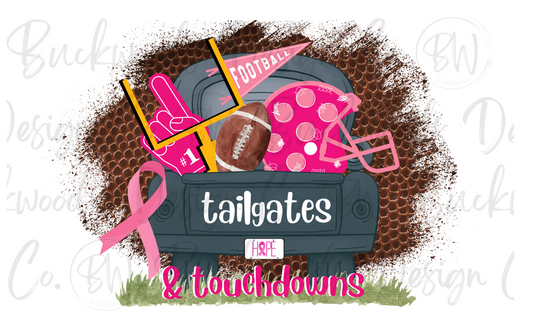 Pink Breast Cancer Awareness Tailgates & Touchdowns Football Digital Download PNG