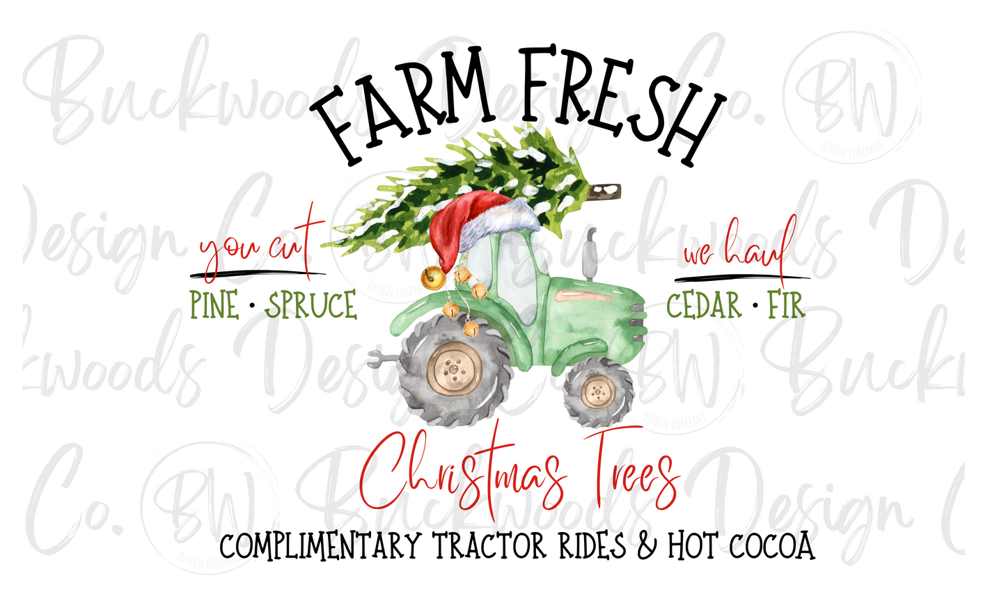 Farm Fresh Christmas Trees Christmas Tractor Digital Download PNG