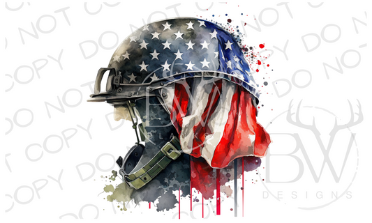 American Soldier Helmet Military Digital Download PNG