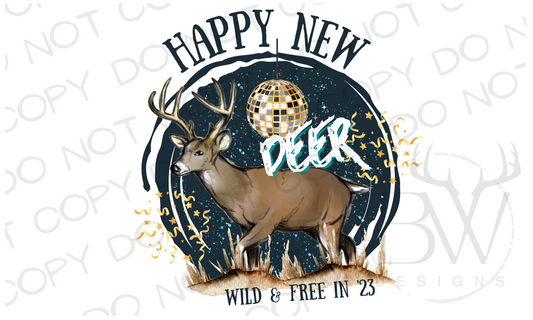 Happy New Deer Hunting New Years Digital Download PNG