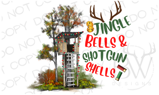 Jingle Bells & Shotgun Shells Deer Hunting Christmas Digital Download PNG