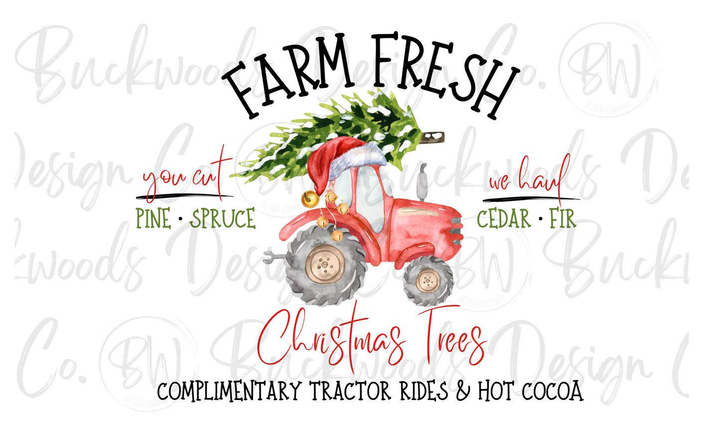 Farm Fresh Christmas Trees Christmas Tractor Digital Download PNG