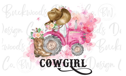 Cowgirl Tractor Digital Download PNG