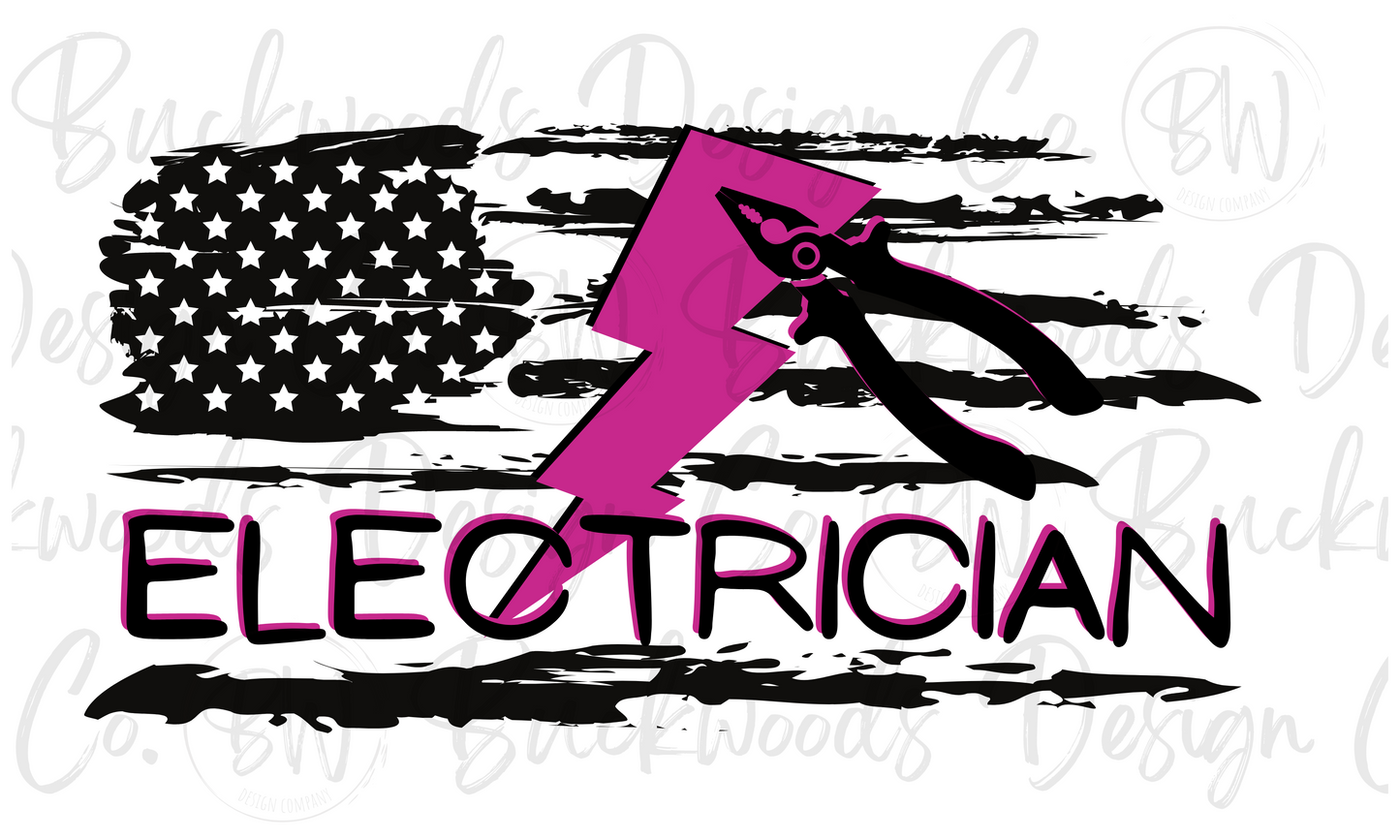 Electrician American Flag Digital Download PNG