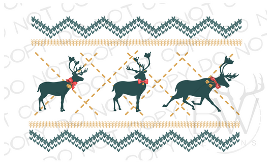 Christmas Reindeer Faux Smocking Christmas Digital Download PNG