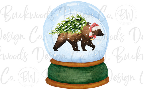 Christmas Bear Snow Globe Christmas Digital Download PNG