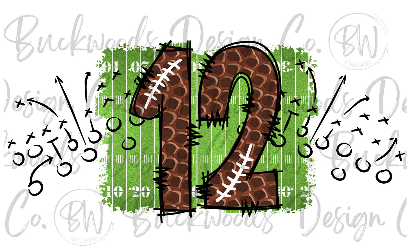 12 Doodle Football Jersey Numbers Football Digital Download PNG