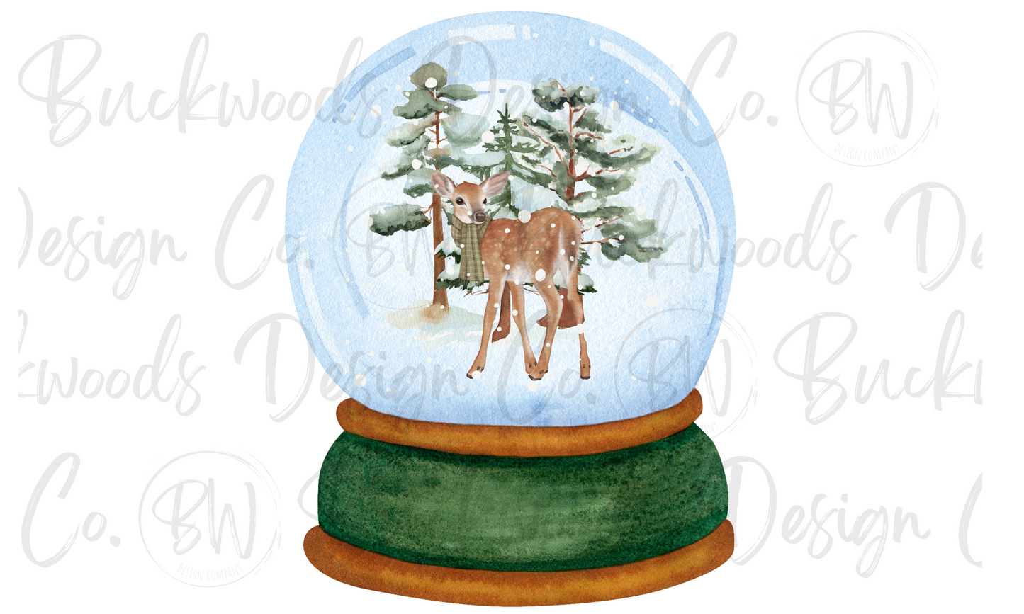 Christmas Deer Snow Globe Christmas Digital Download PNG