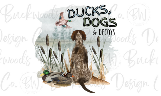 Ducks, Dogs & Decoys Duck Hunting Digital Download PNG