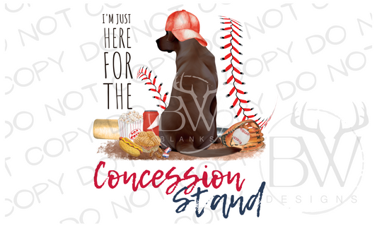 Just Here for the Concession Stand Baseball Hunting Dog Digital Download PNG