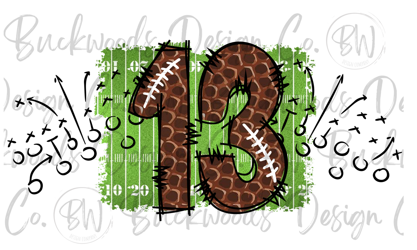 13 Doodle Football Jersey Numbers Football Digital Download PNG