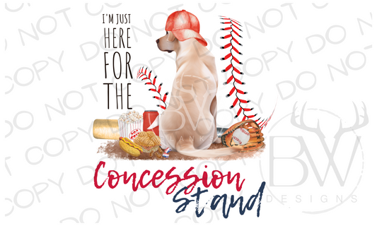 Just Here for the Concession Stand Baseball Hunting Dog Digital Download PNG