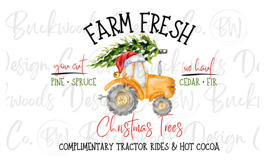 Farm Fresh Christmas Trees Christmas Tractor Digital Download PNG